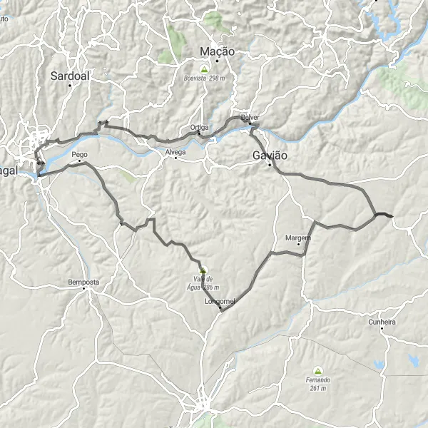 Miniatura do mapa de inspiração para ciclismo "Rota do Castelo de Abrantes" em Centro (PT), Portugal. Gerado pelo planejador de rotas de ciclismo Tarmacs.app