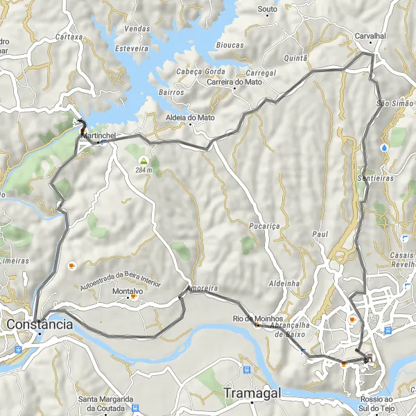 Map miniature of "Cycling through Constância" cycling inspiration in Centro (PT), Portugal. Generated by Tarmacs.app cycling route planner