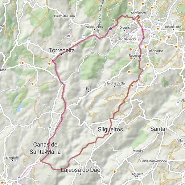 Miniatura do mapa de inspiração para ciclismo "Caminho Rural por Silgueiros" em Centro (PT), Portugal. Gerado pelo planejador de rotas de ciclismo Tarmacs.app
