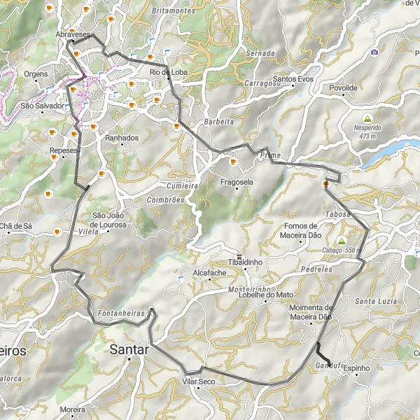 Miniatura do mapa de inspiração para ciclismo "Rota Panorâmica de Moimenta" em Centro (PT), Portugal. Gerado pelo planejador de rotas de ciclismo Tarmacs.app