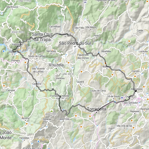 Miniatura do mapa de inspiração para ciclismo "Rota das Montanhas de Lafões" em Centro (PT), Portugal. Gerado pelo planejador de rotas de ciclismo Tarmacs.app