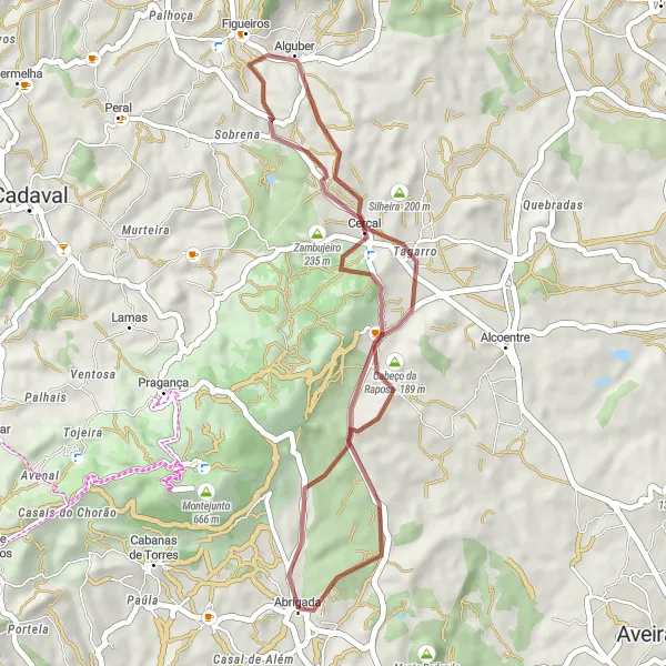 Miniatura do mapa de inspiração para ciclismo "Rota Curta de Gravel por Abrigada" em Centro (PT), Portugal. Gerado pelo planejador de rotas de ciclismo Tarmacs.app