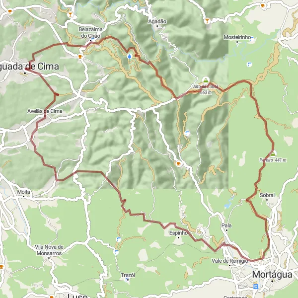 Miniatura do mapa de inspiração para ciclismo "Desafio nas Colinas" em Centro (PT), Portugal. Gerado pelo planejador de rotas de ciclismo Tarmacs.app