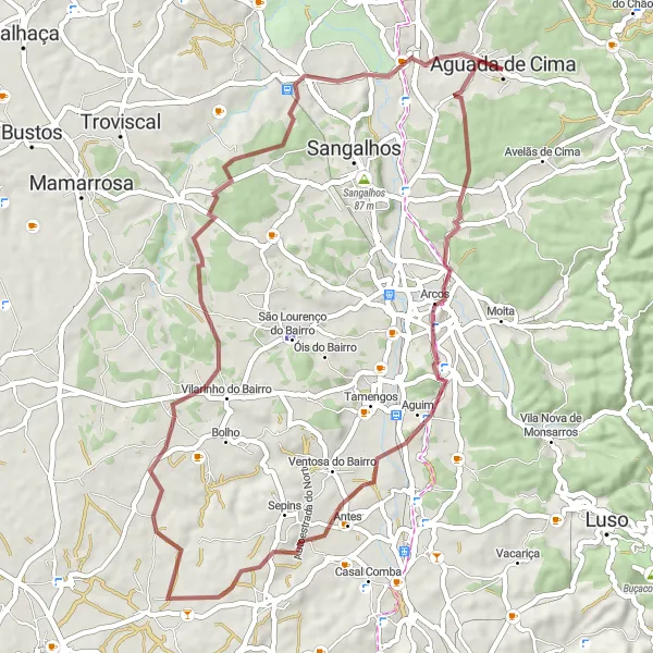 Miniatura do mapa de inspiração para ciclismo "Rota Rural pelos Arcos" em Centro (PT), Portugal. Gerado pelo planejador de rotas de ciclismo Tarmacs.app