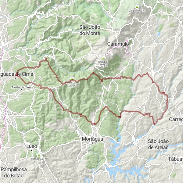 Miniatura do mapa de inspiração para ciclismo "Aventura de Gravel até São Joaninho" em Centro (PT), Portugal. Gerado pelo planejador de rotas de ciclismo Tarmacs.app