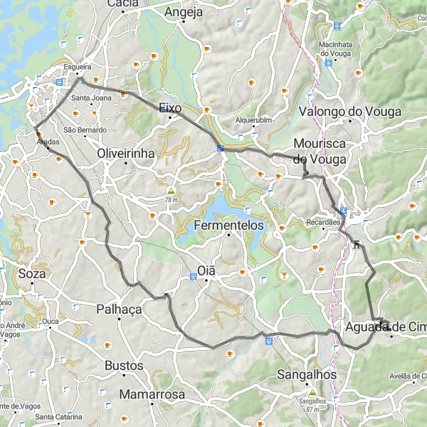 Miniatura do mapa de inspiração para ciclismo "Rota dos Moinhos" em Centro (PT), Portugal. Gerado pelo planejador de rotas de ciclismo Tarmacs.app