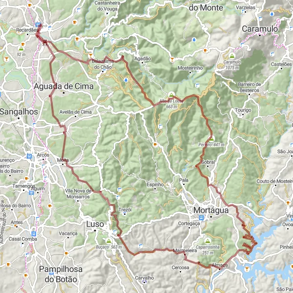 Map miniature of "Águeda Gravel Adventure" cycling inspiration in Centro (PT), Portugal. Generated by Tarmacs.app cycling route planner