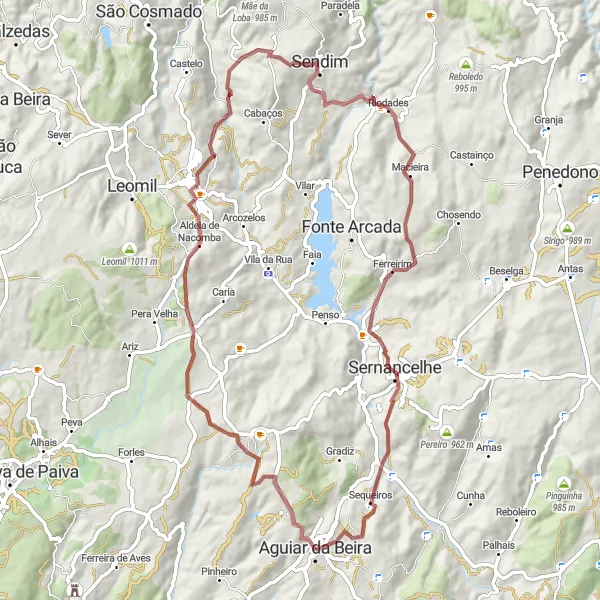 Miniatura do mapa de inspiração para ciclismo "Rota de Gravel Quintela-Ferreirim" em Centro (PT), Portugal. Gerado pelo planejador de rotas de ciclismo Tarmacs.app