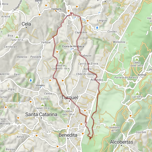 Miniatura do mapa de inspiração para ciclismo "Trilhos Naturais de Alcobaça" em Centro (PT), Portugal. Gerado pelo planejador de rotas de ciclismo Tarmacs.app