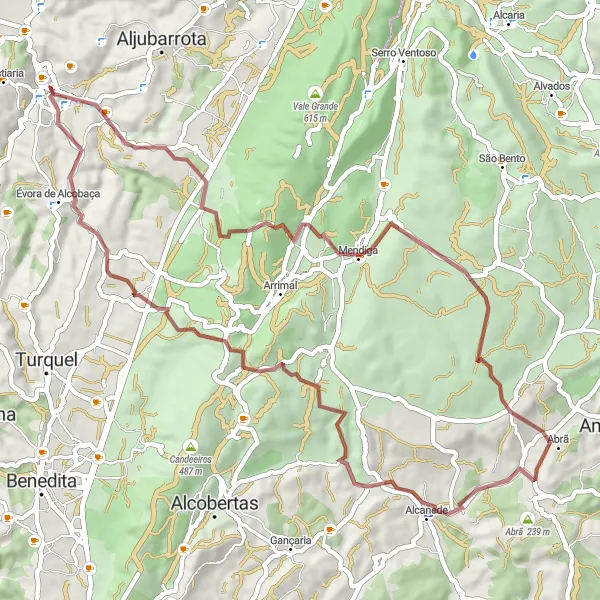 Miniatura do mapa de inspiração para ciclismo "Rota das Colinas de Alcobaça" em Centro (PT), Portugal. Gerado pelo planejador de rotas de ciclismo Tarmacs.app