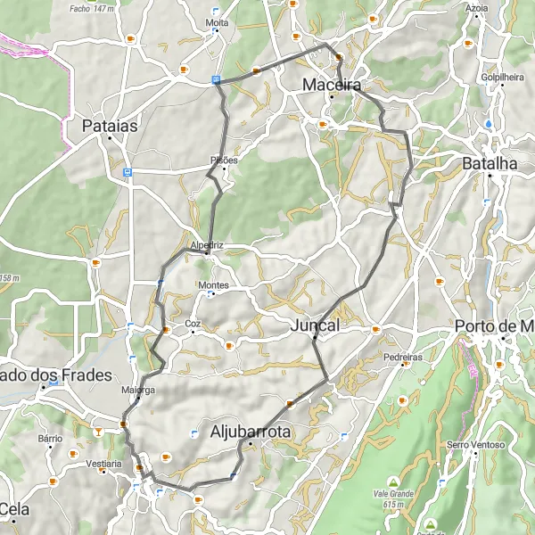 Miniatura do mapa de inspiração para ciclismo "Rota das Vilas de Alcobaça" em Centro (PT), Portugal. Gerado pelo planejador de rotas de ciclismo Tarmacs.app