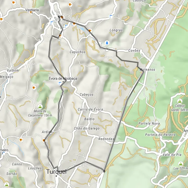 Miniatura do mapa de inspiração para ciclismo "Caminho Rural de Alcobaça" em Centro (PT), Portugal. Gerado pelo planejador de rotas de ciclismo Tarmacs.app