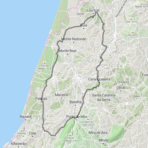 Miniatura do mapa de inspiração para ciclismo "Expedição pela Costa de Alcobaça" em Centro (PT), Portugal. Gerado pelo planejador de rotas de ciclismo Tarmacs.app
