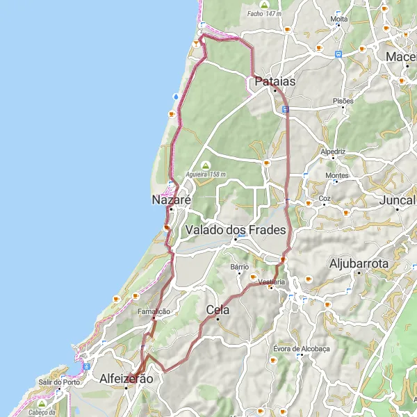 Miniatura do mapa de inspiração para ciclismo "Rota da Costa de Prata" em Centro (PT), Portugal. Gerado pelo planejador de rotas de ciclismo Tarmacs.app