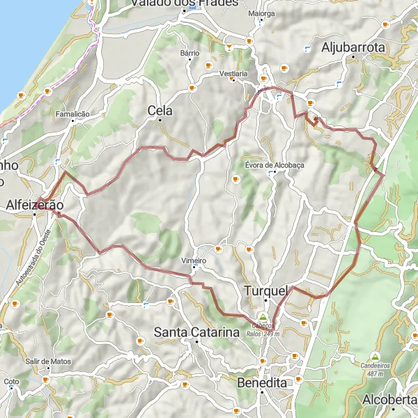 Miniatura do mapa de inspiração para ciclismo "Trilho de Gravel de Alfeizerão" em Centro (PT), Portugal. Gerado pelo planejador de rotas de ciclismo Tarmacs.app