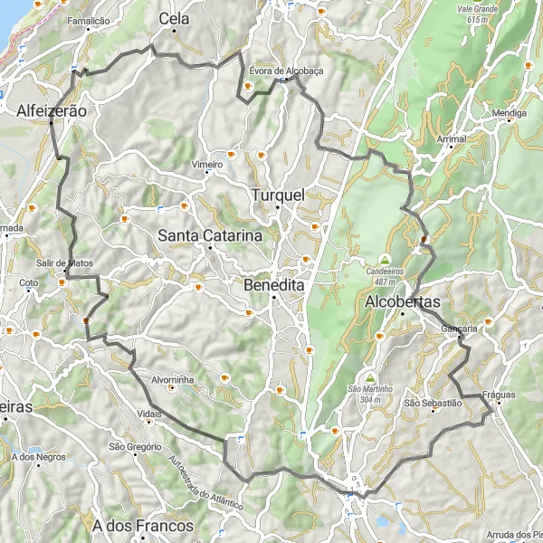 Miniatura do mapa de inspiração para ciclismo "Rota da Estrada de Alfeizerão" em Centro (PT), Portugal. Gerado pelo planejador de rotas de ciclismo Tarmacs.app