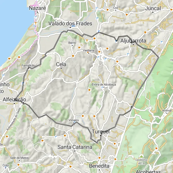 Miniatura do mapa de inspiração para ciclismo "Caminho Cultural de Alfeizerão" em Centro (PT), Portugal. Gerado pelo planejador de rotas de ciclismo Tarmacs.app