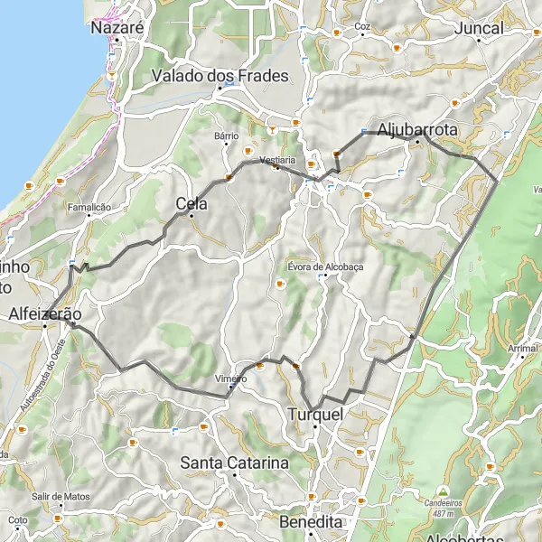 Miniatura do mapa de inspiração para ciclismo "Rota da Estrada de Alfeizerão" em Centro (PT), Portugal. Gerado pelo planejador de rotas de ciclismo Tarmacs.app