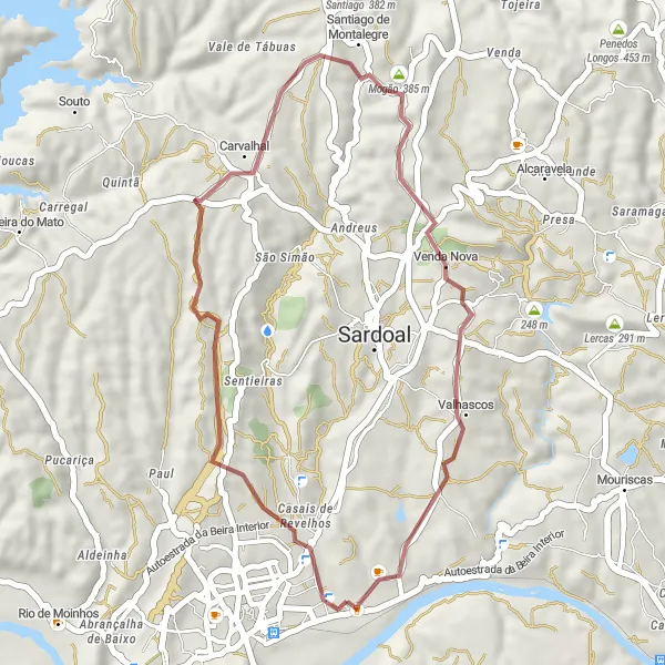 Miniatura do mapa de inspiração para ciclismo "Rota de Gravel de Alferrarede a Cabeço da Pina" em Centro (PT), Portugal. Gerado pelo planejador de rotas de ciclismo Tarmacs.app