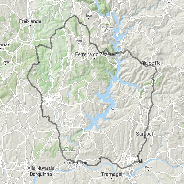 Miniatura do mapa de inspiração para ciclismo "Rota de Estrada de Alferrarede a Sardoal" em Centro (PT), Portugal. Gerado pelo planejador de rotas de ciclismo Tarmacs.app