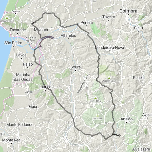 Map miniature of "Santana Loop" cycling inspiration in Centro (PT), Portugal. Generated by Tarmacs.app cycling route planner