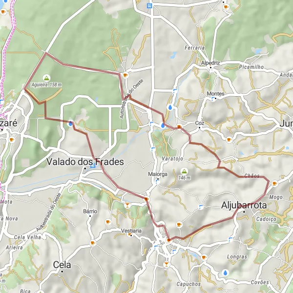 Miniatura do mapa de inspiração para ciclismo "Caminho da História de Alcobaça" em Centro (PT), Portugal. Gerado pelo planejador de rotas de ciclismo Tarmacs.app