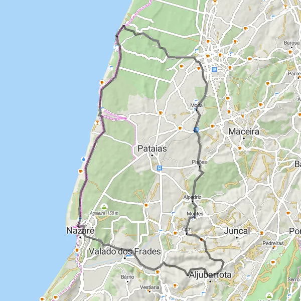Miniatura do mapa de inspiração para ciclismo "Rota Costeira de São Pedro de Moel" em Centro (PT), Portugal. Gerado pelo planejador de rotas de ciclismo Tarmacs.app