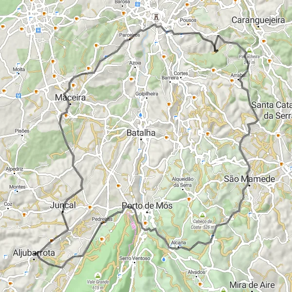 Miniatura do mapa de inspiração para ciclismo "Rota das Colinas" em Centro (PT), Portugal. Gerado pelo planejador de rotas de ciclismo Tarmacs.app