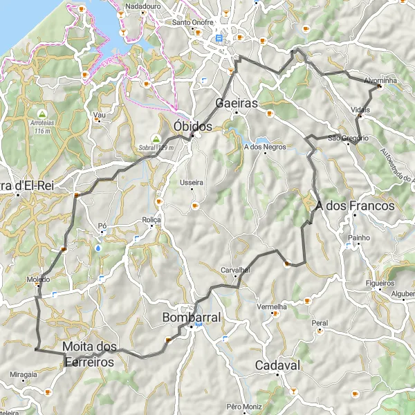 Miniatura do mapa de inspiração para ciclismo "Rota dos Miradouros" em Centro (PT), Portugal. Gerado pelo planejador de rotas de ciclismo Tarmacs.app