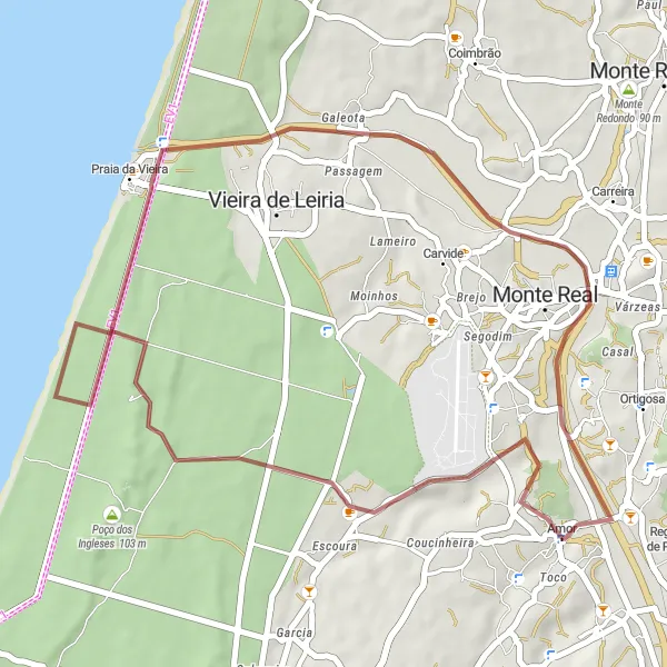 Miniatura do mapa de inspiração para ciclismo "Rota das Aldeias Históricas" em Centro (PT), Portugal. Gerado pelo planejador de rotas de ciclismo Tarmacs.app