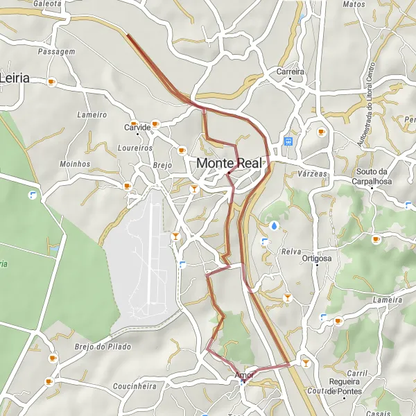 Miniatura do mapa de inspiração para ciclismo "Caminho do Castelo de Monte Real II" em Centro (PT), Portugal. Gerado pelo planejador de rotas de ciclismo Tarmacs.app