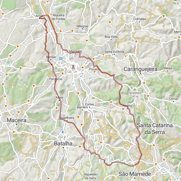 Miniatura do mapa de inspiração para ciclismo "Circuito das Colinas Verdejantes" em Centro (PT), Portugal. Gerado pelo planejador de rotas de ciclismo Tarmacs.app