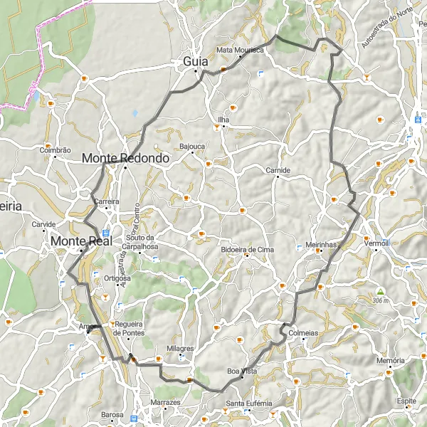 Map miniature of "Monte Redondo Road Ride" cycling inspiration in Centro (PT), Portugal. Generated by Tarmacs.app cycling route planner