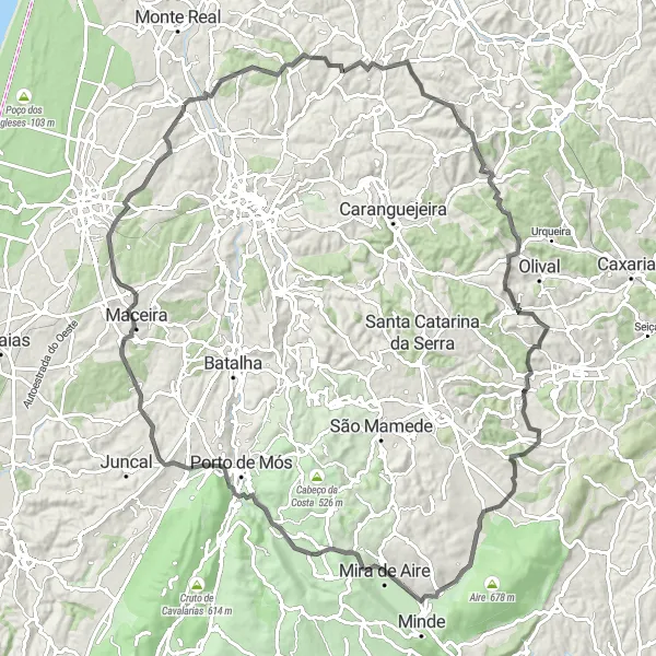 Map miniature of "Amor to Maceira Loop" cycling inspiration in Centro (PT), Portugal. Generated by Tarmacs.app cycling route planner