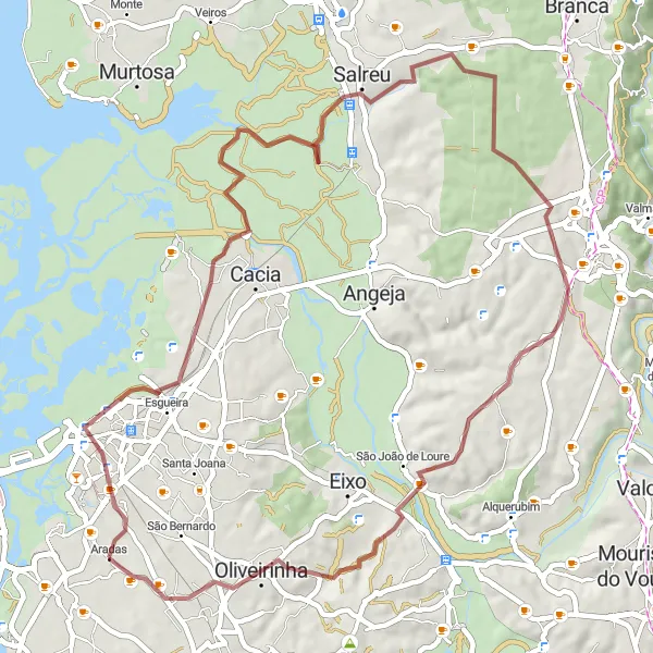 Miniatura do mapa de inspiração para ciclismo "Rota dos Canais de Aveiro" em Centro (PT), Portugal. Gerado pelo planejador de rotas de ciclismo Tarmacs.app