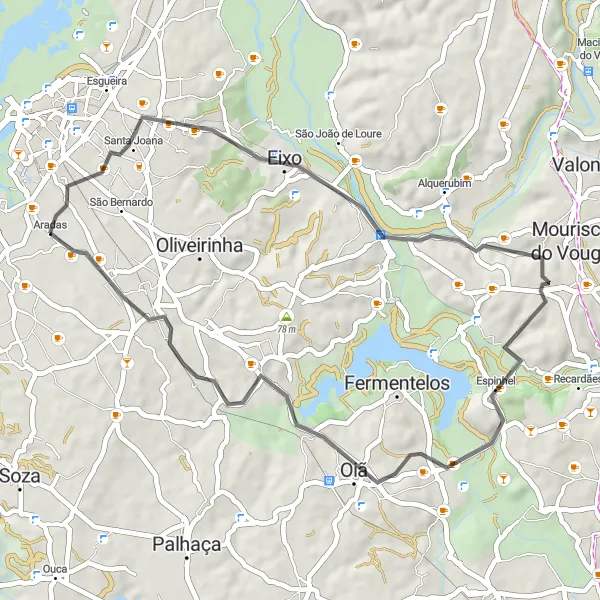 Miniatura do mapa de inspiração para ciclismo "Rota das Aldeias Tradicionais" em Centro (PT), Portugal. Gerado pelo planejador de rotas de ciclismo Tarmacs.app