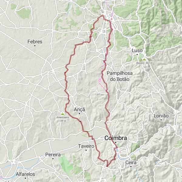 Miniatura do mapa de inspiração para ciclismo "Rota de Gravel de Mealhada a Portunhos" em Centro (PT), Portugal. Gerado pelo planejador de rotas de ciclismo Tarmacs.app