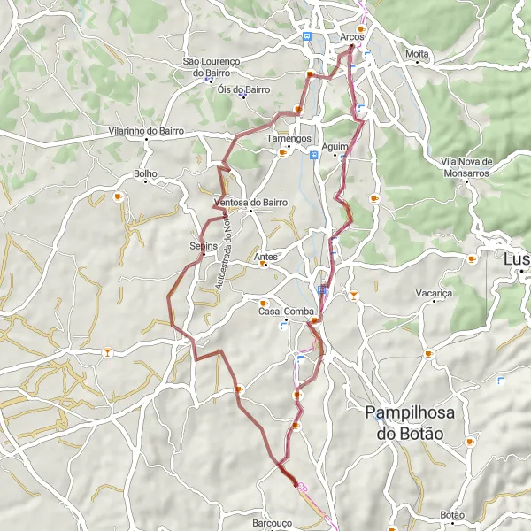 Miniatura do mapa de inspiração para ciclismo "Caminho das Vinhas" em Centro (PT), Portugal. Gerado pelo planejador de rotas de ciclismo Tarmacs.app