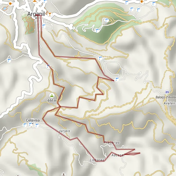 Miniatura do mapa de inspiração para ciclismo "Exploração de Celavisa e Arganil" em Centro (PT), Portugal. Gerado pelo planejador de rotas de ciclismo Tarmacs.app