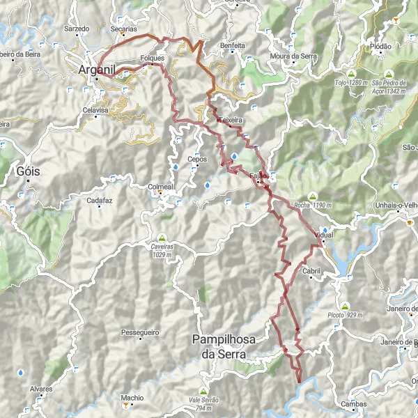 Miniatura do mapa de inspiração para ciclismo "Desafio pela Serra do Vidual" em Centro (PT), Portugal. Gerado pelo planejador de rotas de ciclismo Tarmacs.app