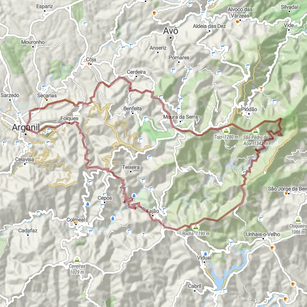 Miniatura do mapa de inspiração para ciclismo "Caminho da Serra" em Centro (PT), Portugal. Gerado pelo planejador de rotas de ciclismo Tarmacs.app