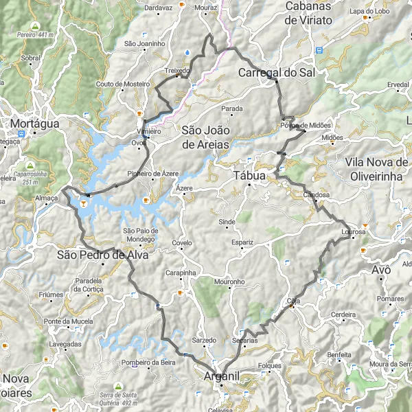 Miniatura do mapa de inspiração para ciclismo "Caminho pelas Colinas de Santa Cruz" em Centro (PT), Portugal. Gerado pelo planejador de rotas de ciclismo Tarmacs.app