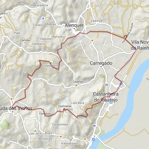 Miniatura do mapa de inspiração para ciclismo "Rota Gravel Amaral - Arruda dos Vinhos" em Centro (PT), Portugal. Gerado pelo planejador de rotas de ciclismo Tarmacs.app