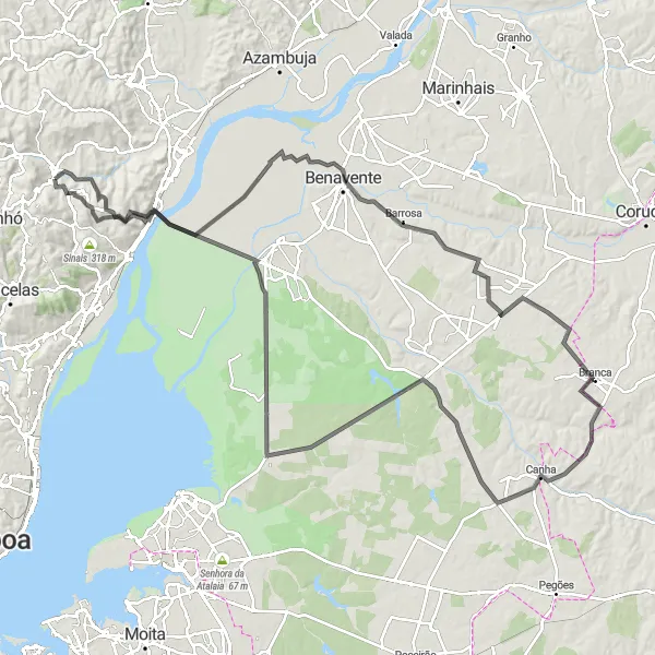 Miniatura do mapa de inspiração para ciclismo "Rota Road Cardosas - Linhó" em Centro (PT), Portugal. Gerado pelo planejador de rotas de ciclismo Tarmacs.app