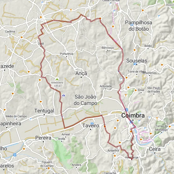 Miniatura do mapa de inspiração para ciclismo "Rota dos Morouços e Cordinhã" em Centro (PT), Portugal. Gerado pelo planejador de rotas de ciclismo Tarmacs.app
