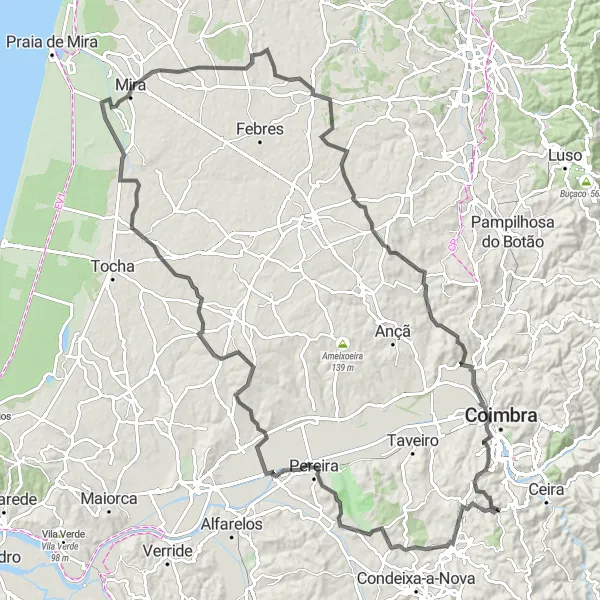 Miniatura do mapa de inspiração para ciclismo "Travessia de Cernache a Vil de Matos" em Centro (PT), Portugal. Gerado pelo planejador de rotas de ciclismo Tarmacs.app
