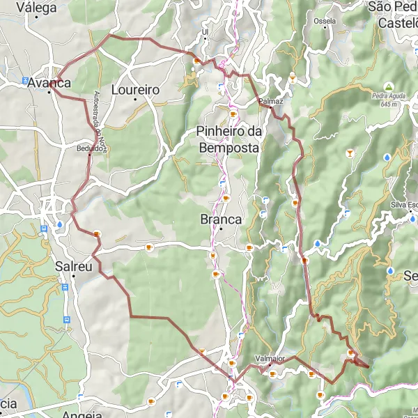 Map miniature of "Avanca Gravel Challenge" cycling inspiration in Centro (PT), Portugal. Generated by Tarmacs.app cycling route planner
