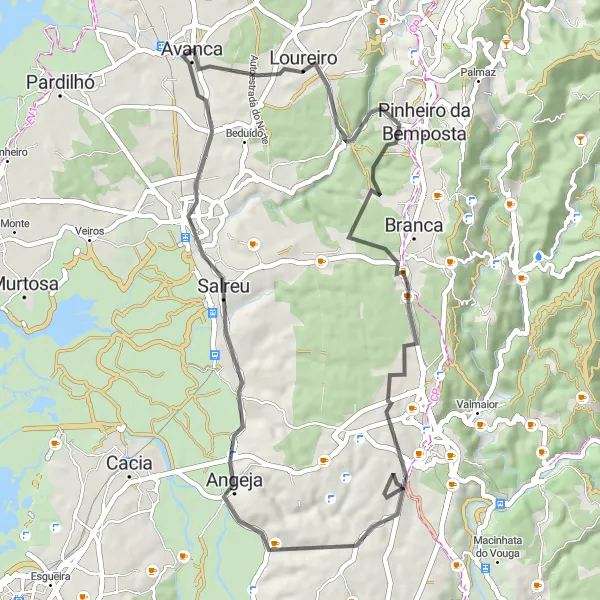 Map miniature of "Loureiro Scenic Ride" cycling inspiration in Centro (PT), Portugal. Generated by Tarmacs.app cycling route planner