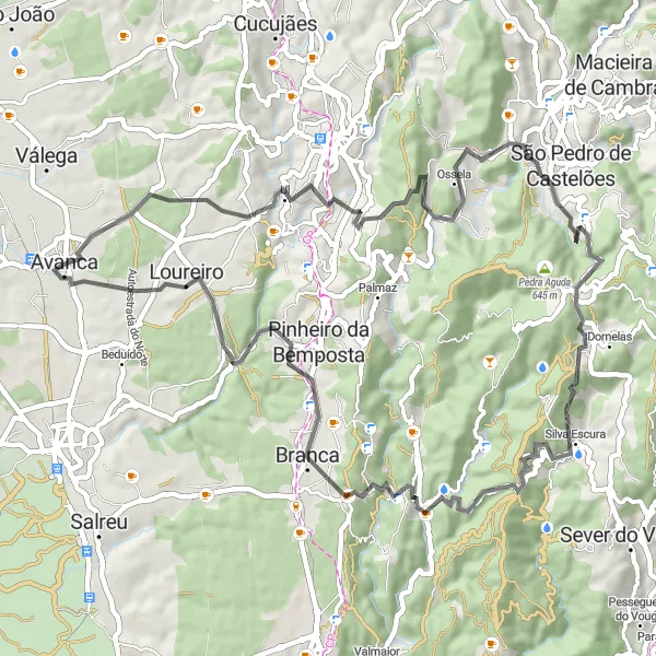 Map miniature of "Road to Loureiro" cycling inspiration in Centro (PT), Portugal. Generated by Tarmacs.app cycling route planner