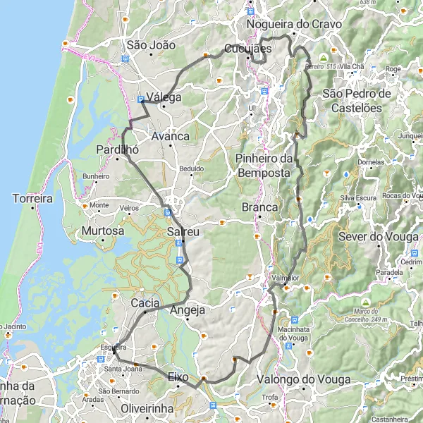 Miniatura do mapa de inspiração para ciclismo "Rota da Igreja de Esgueira" em Centro (PT), Portugal. Gerado pelo planejador de rotas de ciclismo Tarmacs.app
